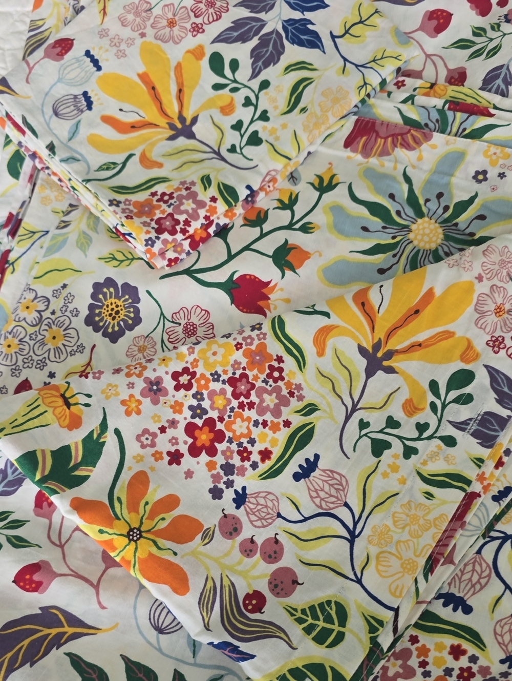 Strandlummer Twin Size Cotton Duvet/Sham Set in Yellow, Orange, Green & Purple